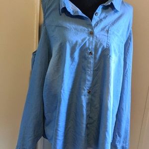 Cold Shoulder long sleeve light weigh Jean shirt